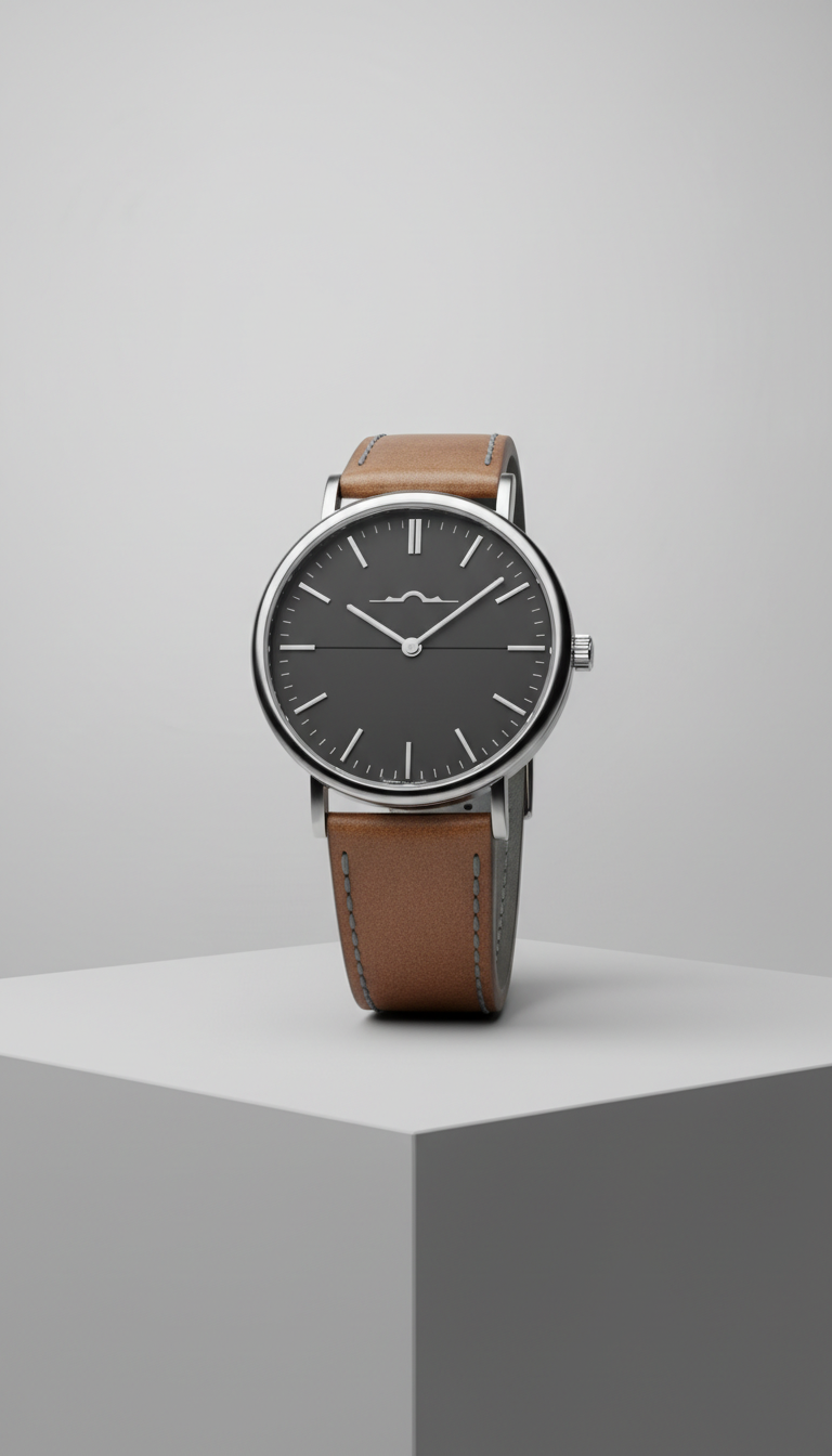 Bronze Accent Leather Strap Watch